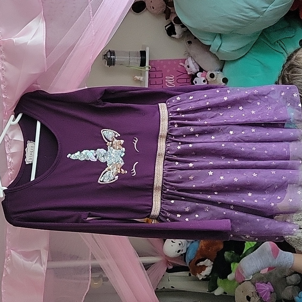 Purple tulle girls unicorn dress